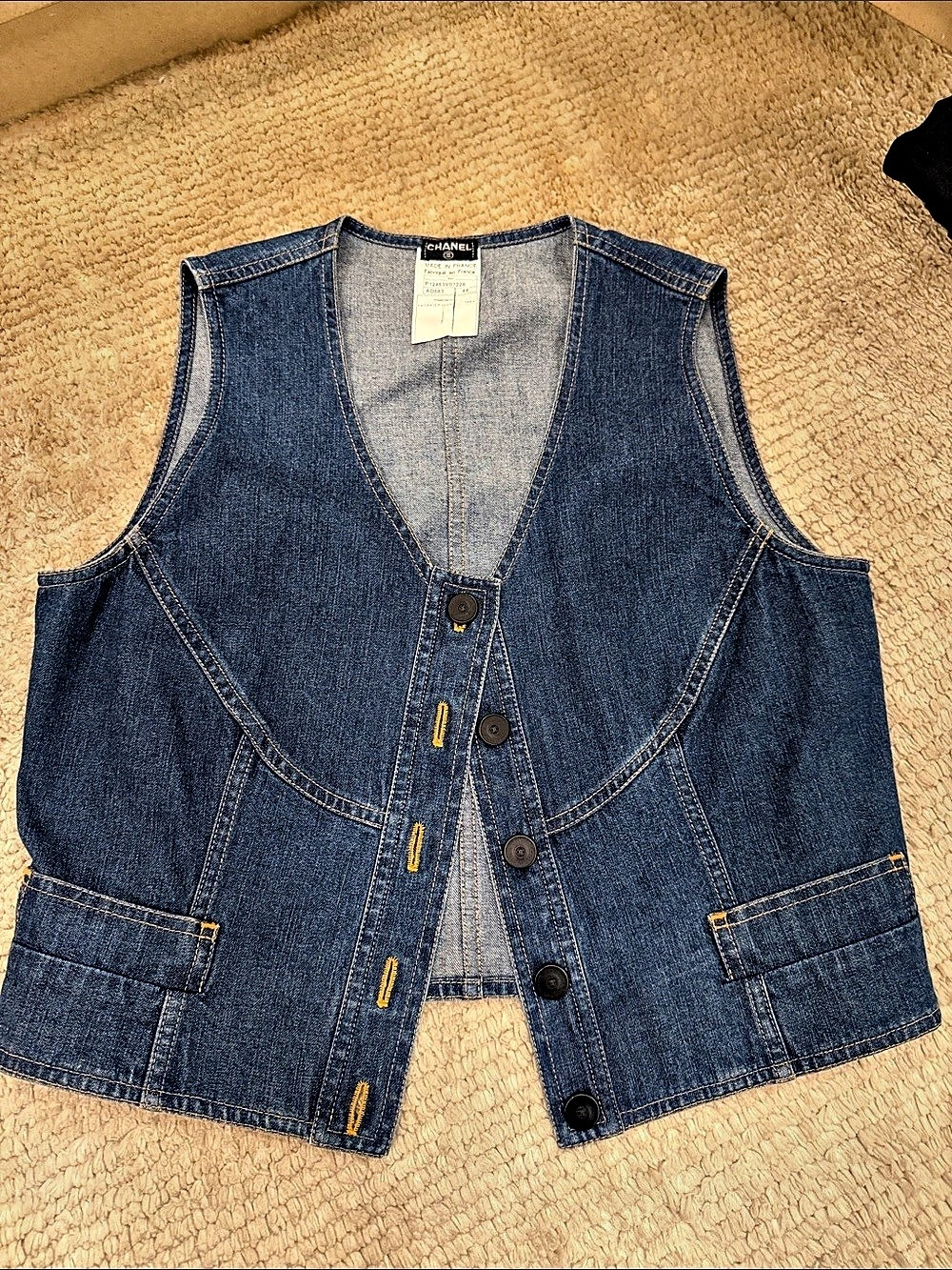 Chanel Vintage 1999 Cruise Denim Vest Blue Size 44